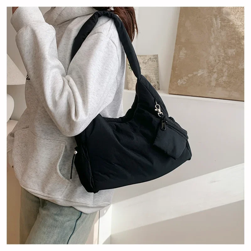 

Sewing Thread Casual Shoulder Bags Non-Woven Fabric 2025 High Quality Shoulder Bags for Women Zipper Solid Bolsas Femininas