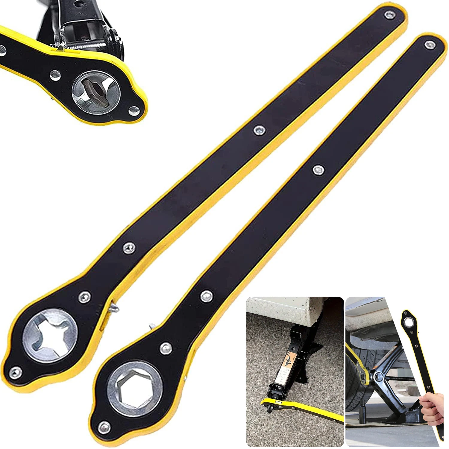 Universal Car Wheel Hand Crank Ratchet Wrenches Garage Tire Wheel Handle Phillips Wrench Car Labor-Saving Jack Tire Repair Tool