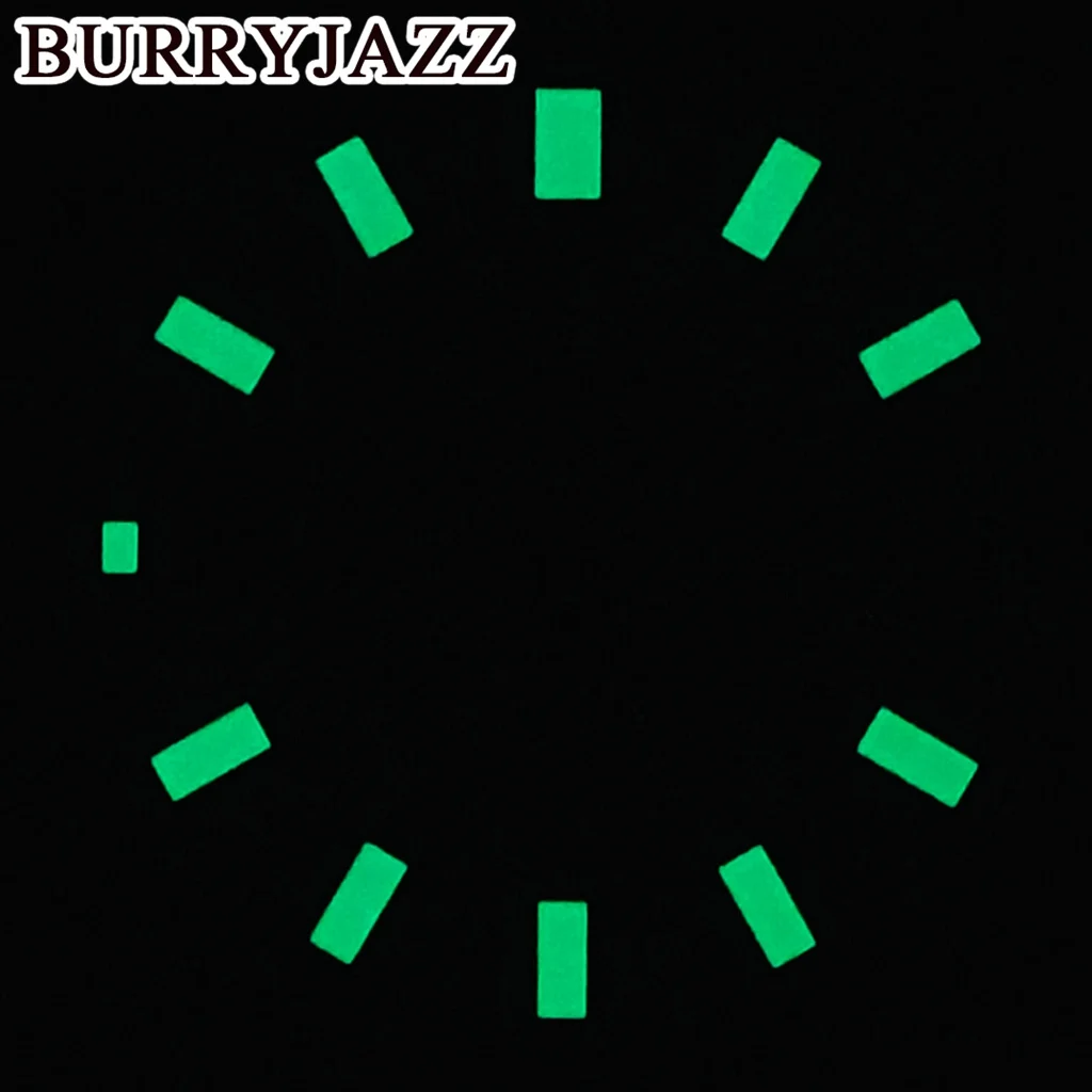 BURRYJAZZ 28.5mm Surface Weaving Pattern Watch Dial Green Luminous For NH36 4R36 Movement Mechanical Watch Modification Accessor