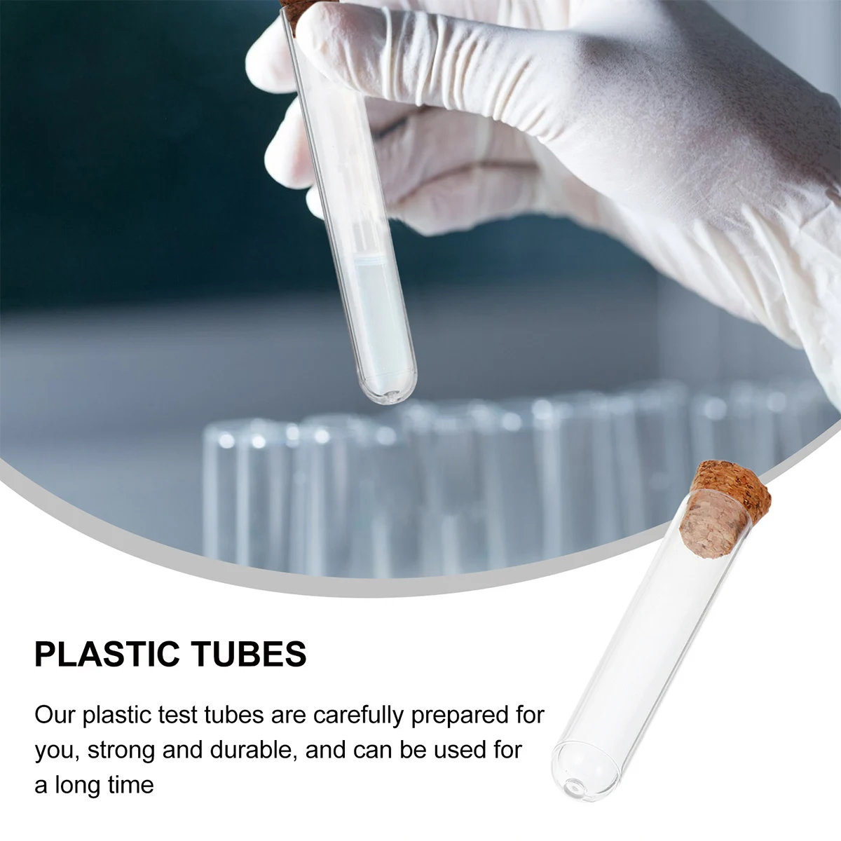 

50 Pcs Cork Test Tube Plastic for Storage Tubes Small with Caps Science Container Bath