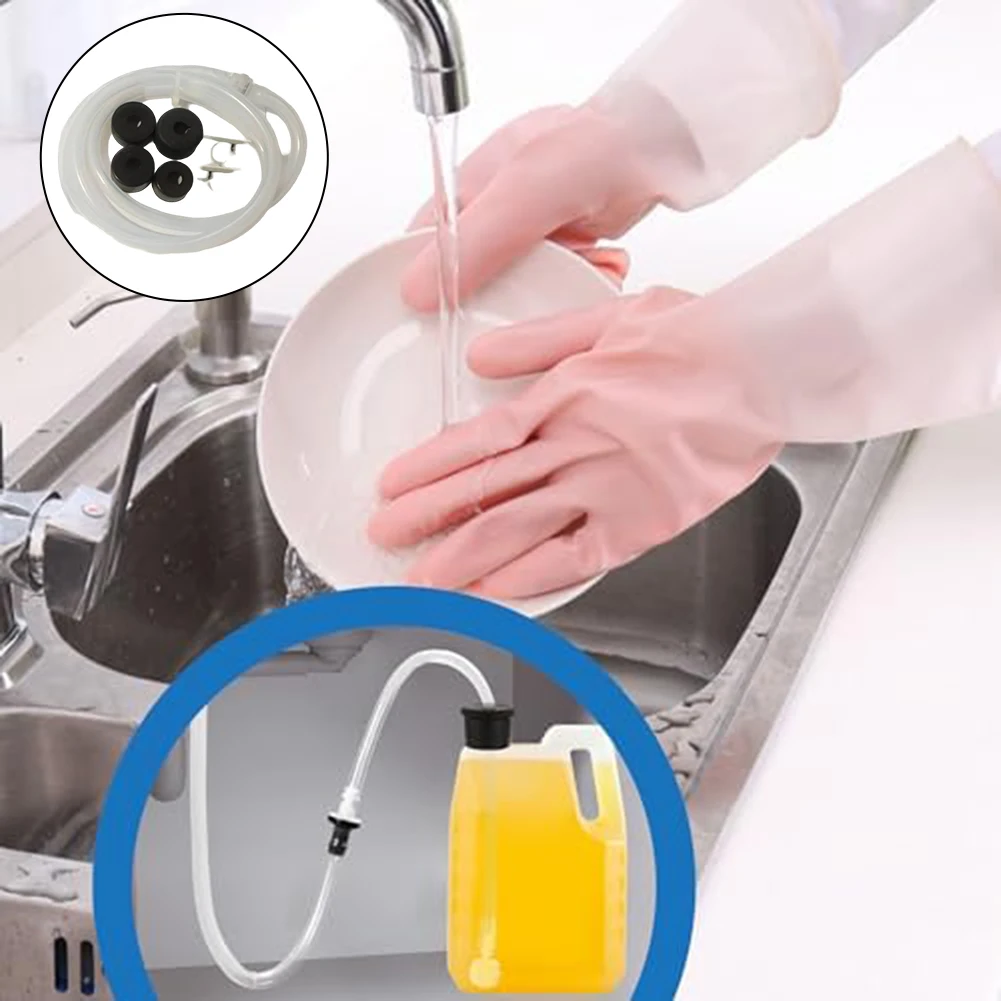 Kit de tubo dispensador de jabón para fregadero, Kit de tubo dispensador de jabón para fregadero de 47 pulgadas, tubo de extensión de silicona con válvula de retención, piezas de herramientas para el hogar