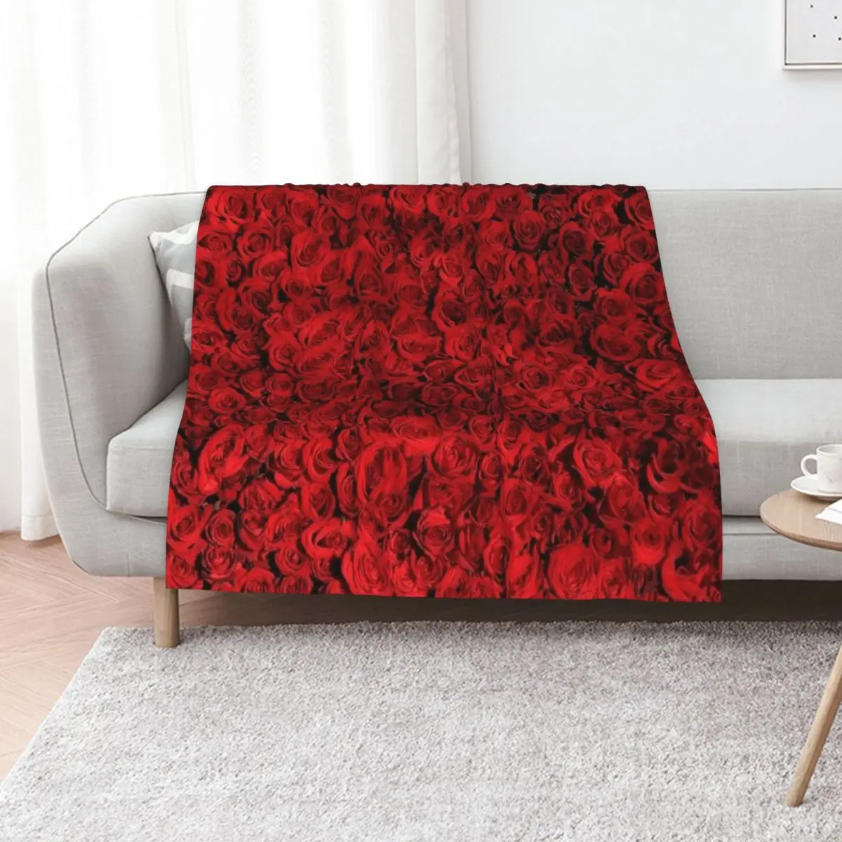 Bed of Red Roses Throw Blanket Soft Plaid Thermals For Travel Large Travel Loose cosplay anime Blankets