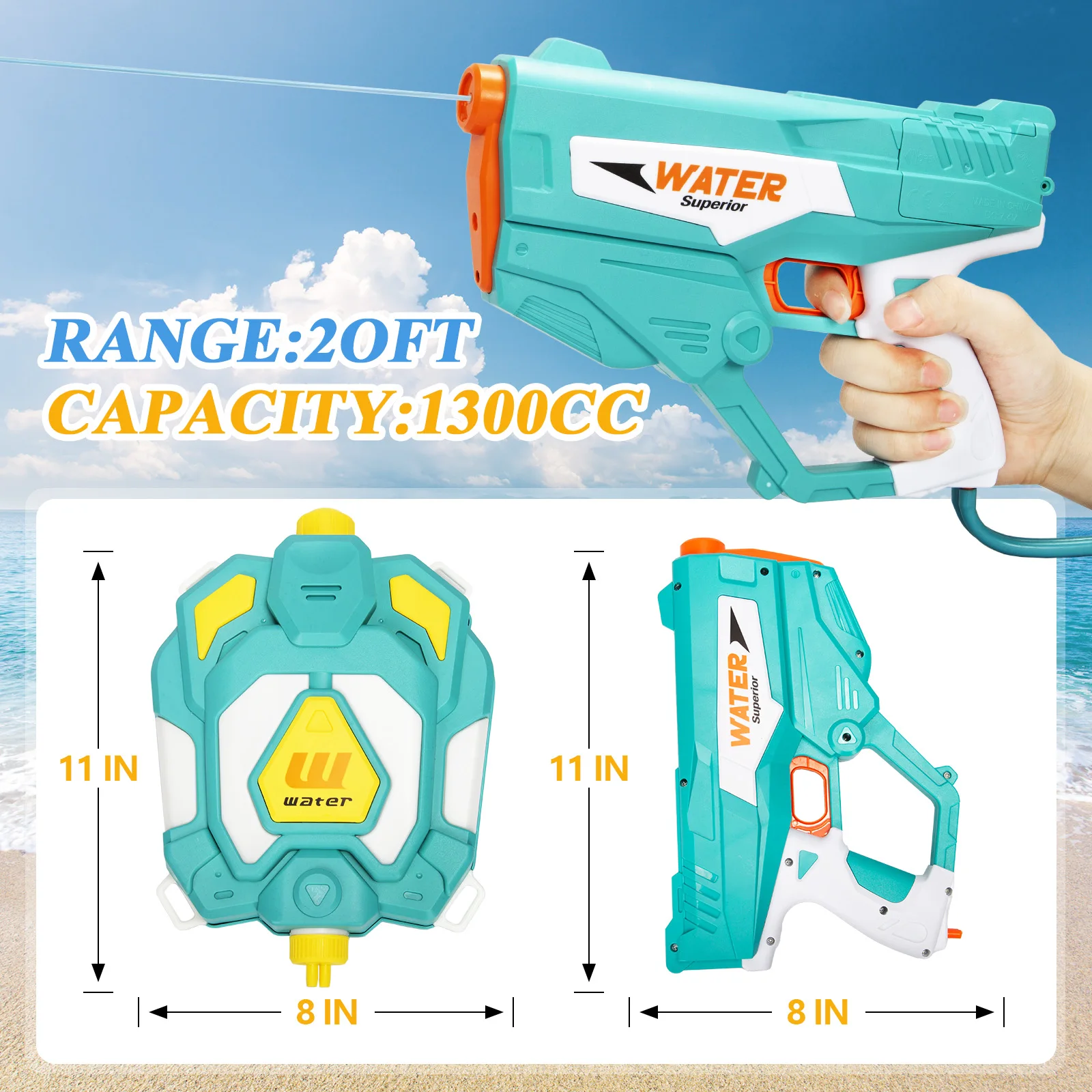 Pistolet à eau à dos de grande capacité, pistolet à eau électrique à aspiration entièrement automatique, pistolet à eau à tir continu, jouet de natation