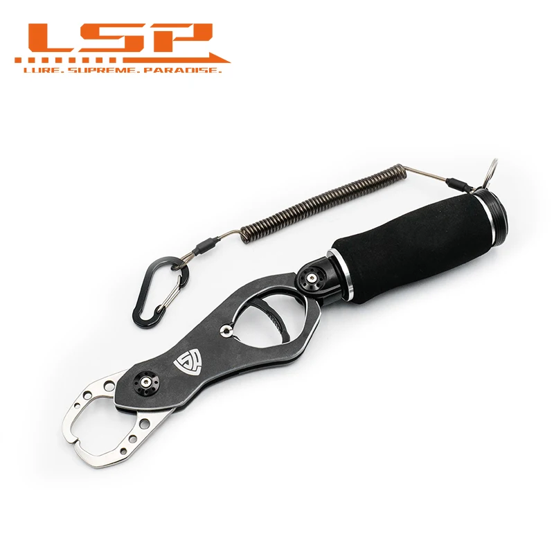 LSP Fish Gripper With Scale Aluminum Alloy Telescopic Handy Lanyard Ergonomical Handle Fishing Gifts for Men Fishing Tackle