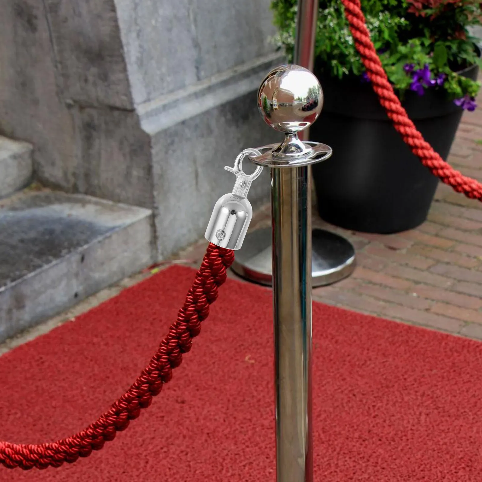 6Pcs Stanchion Rope Hook Cord End Caps Barrier Rope End Snap Hooks Crowd Control Queue Divider Safety Barrier