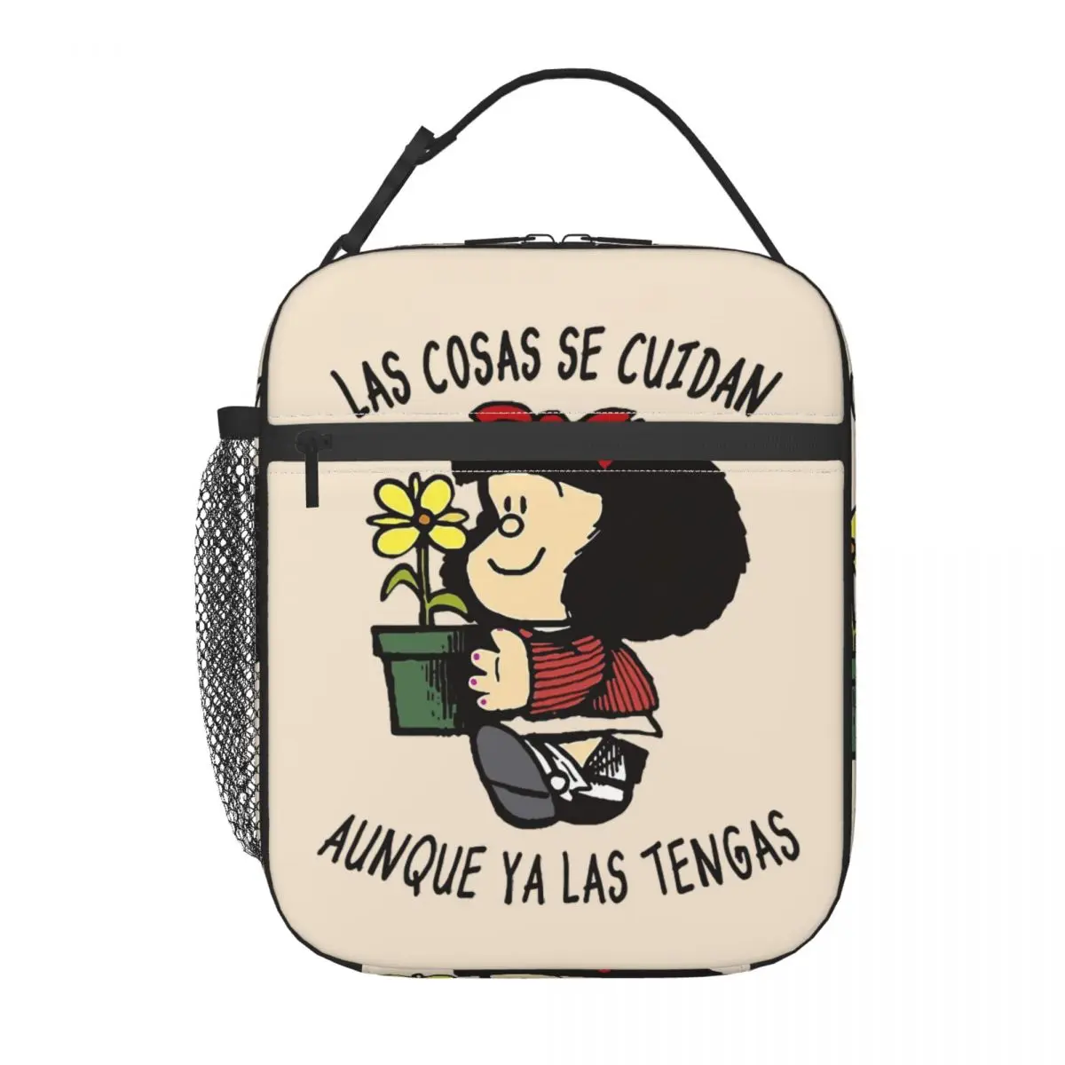 Mafalda e Flower Pot borse per il pranzo isolate termicamente per il viaggio Quino Cartoon Portable Food Bag Thermal Cooler Lunch Box