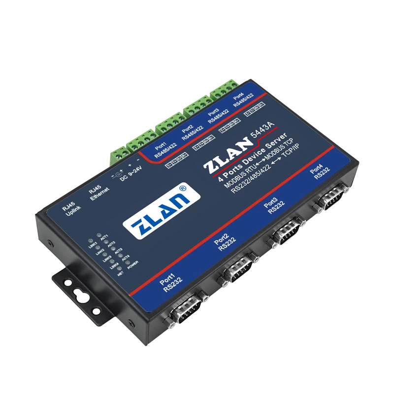 Neutraal label Geen merklogo OEM-aanpassing Seriële communicatieserver 4-poorts RS232/485/422 naar Ethernet-poortmodule
