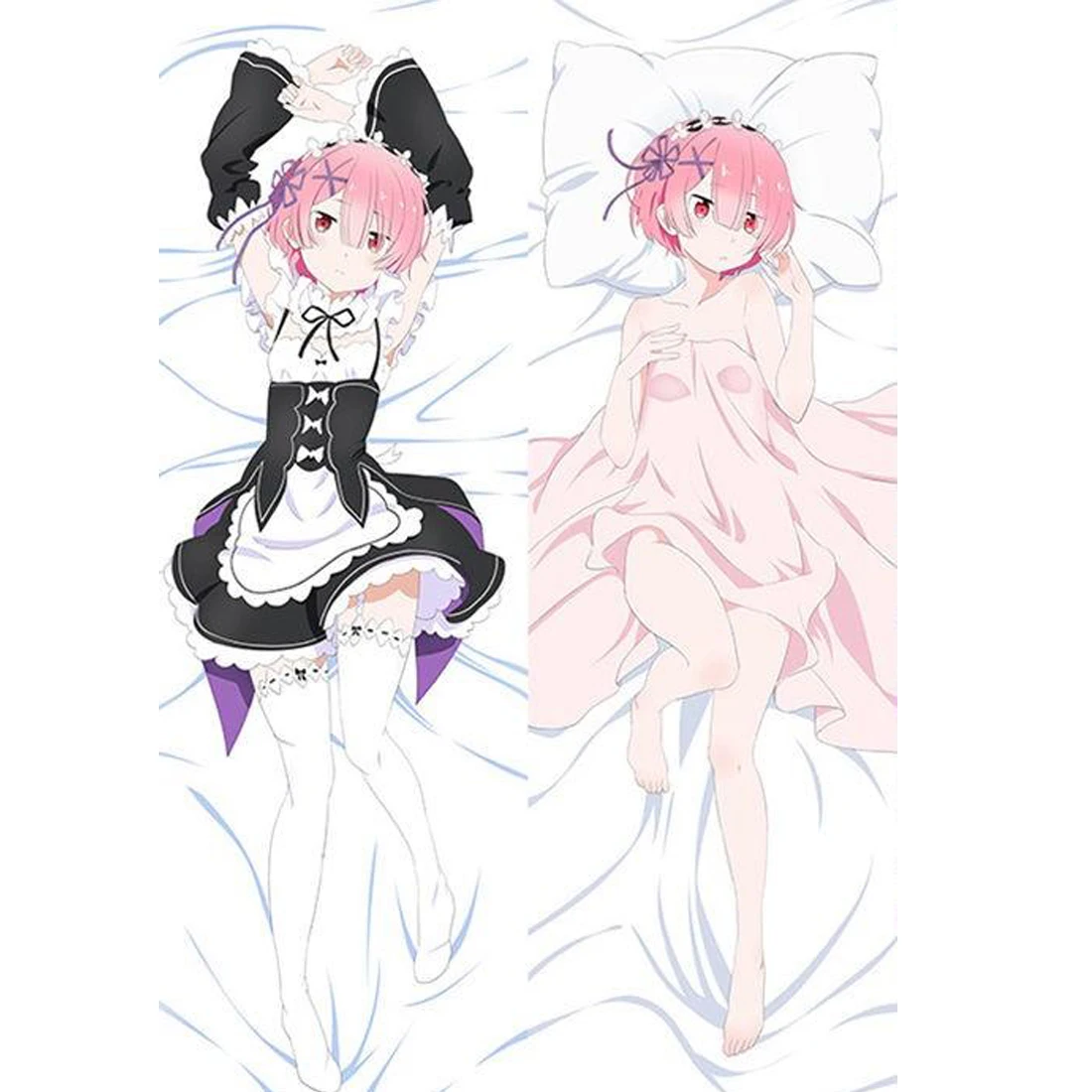 Japanese Anime  kara Hajimeru Isekai Seikatsu Ram Waifu Dakimakura Hugging Body Pillow Cover Case Decorative Pillowcases