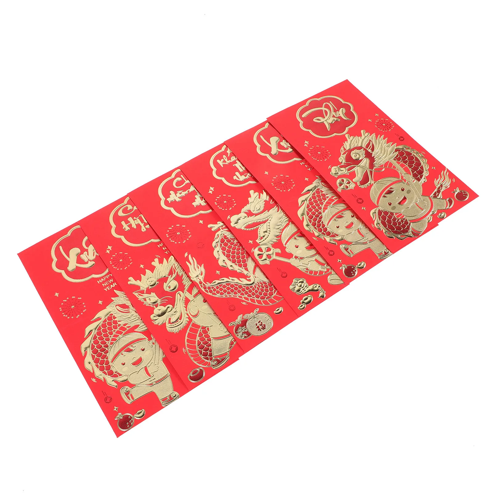 6Pcs Red Envelopes Year of Dragon Zodiac Red Packets Lunar New Year Money Pouch Spring Festival Gifts Money Pouches