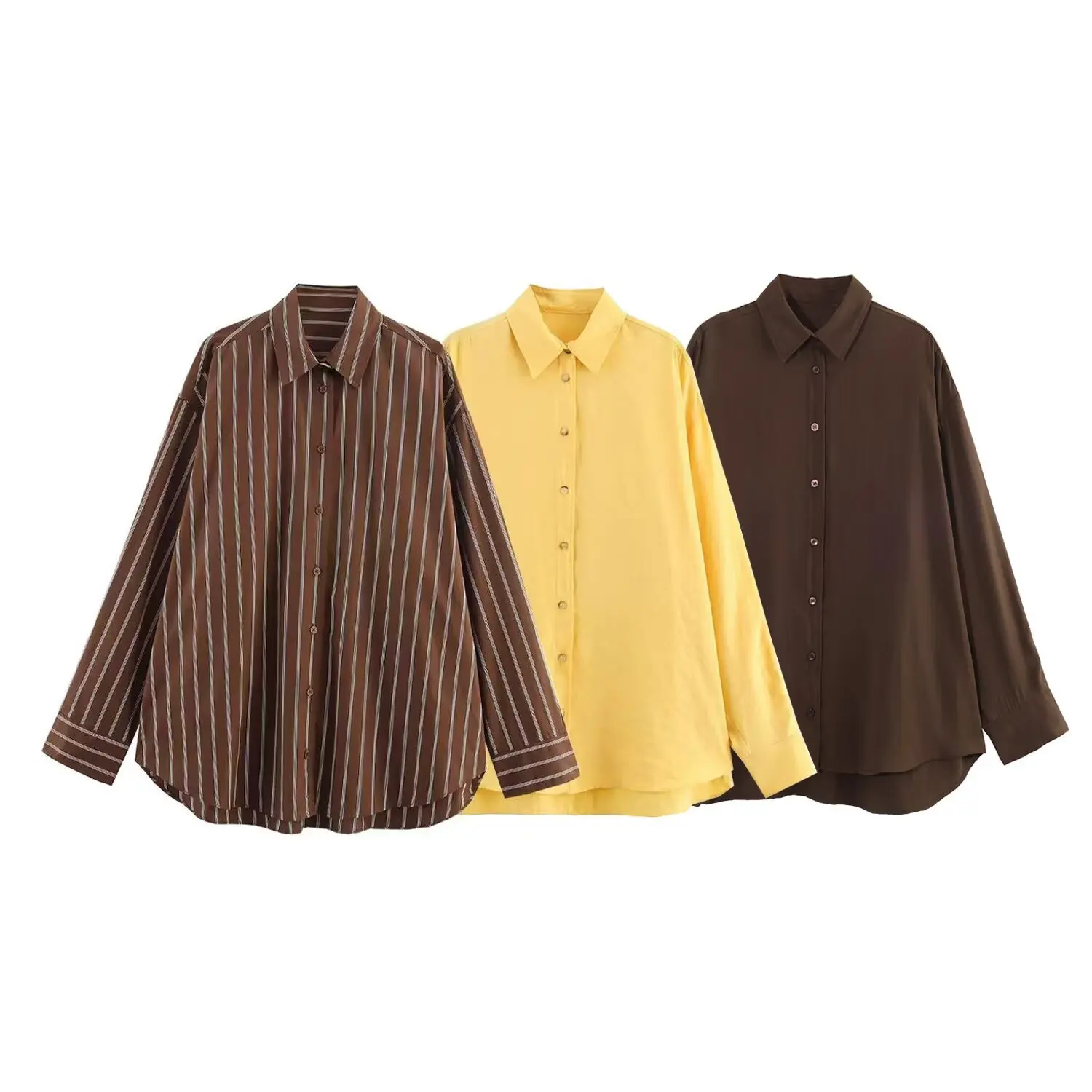 

Женская винтажная свободная блузка из хлопка в полоску с длинным рукавом, повседневная офисная рубашка на пуговицах, шикарная базовая одежда, модель 2026 года