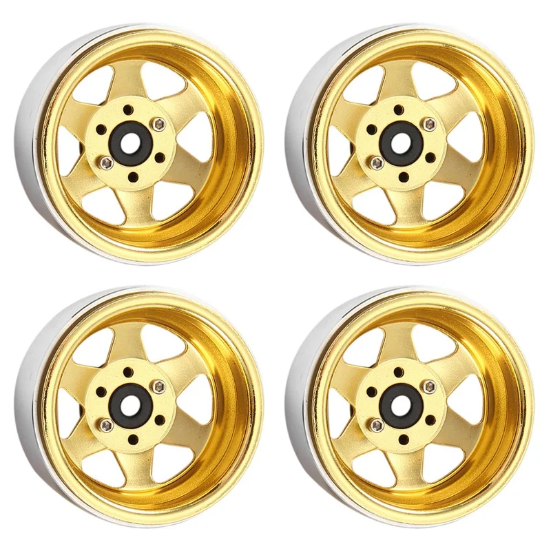 

4PCS Offset-8.9Mm Metal 1.9In Beadlock Wheel Rim Deep Dish Hub Parts For 1/10 RC Crawler Car TRX4 Axial SCX10 90046 UTB18 Gold