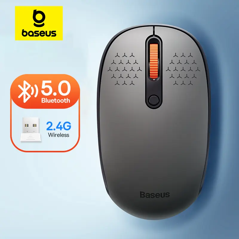 Baseus 마우스 블루투스 무선 컴퓨터 PC MacBook 태블릿 노트북 마우스 용 2.4GHz USB 나노 수신기가있는 1600 인치 당 점 자동 마우스