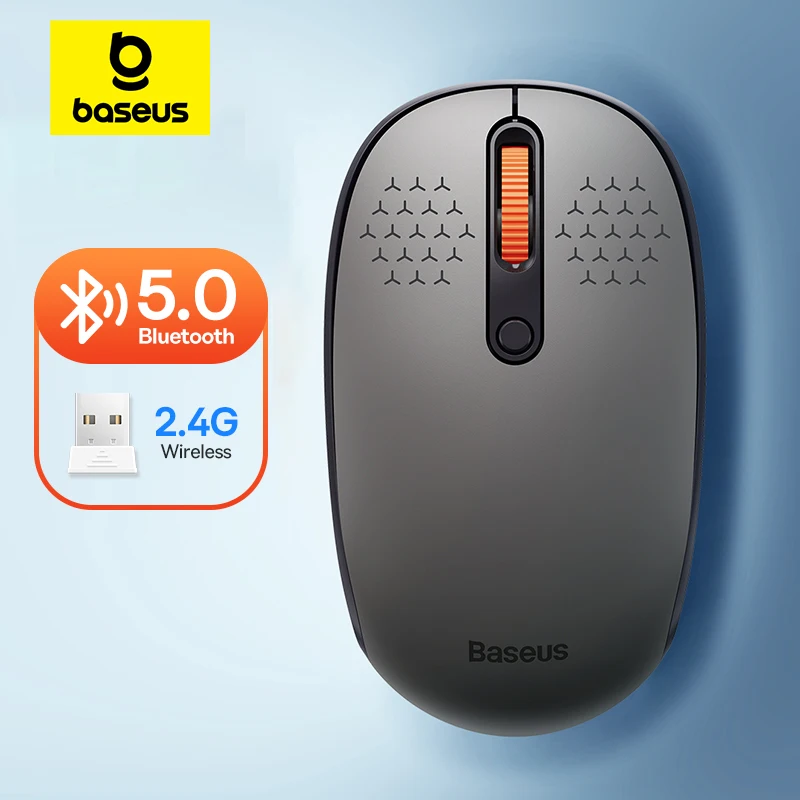 Baseus Mouse Bluetooth Bezprzewodowa mysz komputerowa 1600 DPI Cicha mysz z nanoodbiornikiem USB 2,4 GHz do komputera MacBook Tablet Laptop Mysz