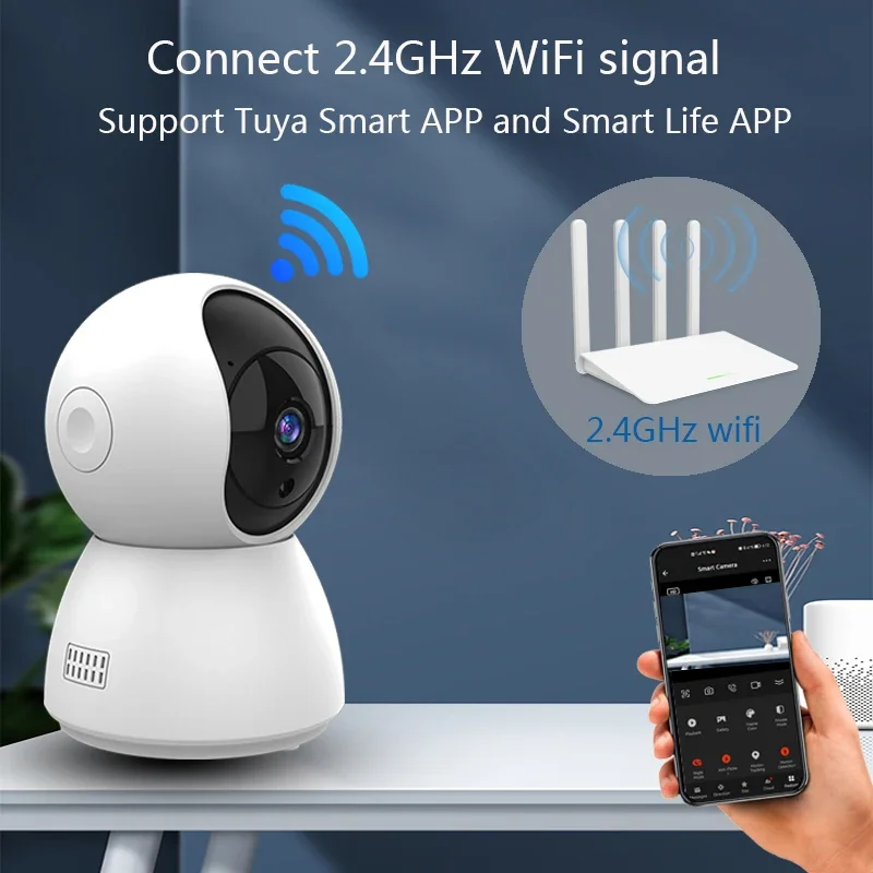 Camera Automatic Tracking Indoor Wireless Security Home CCTV Baby Monitor HD 4MP Tuya Smart Mini WiFi IP Camera Surveillance