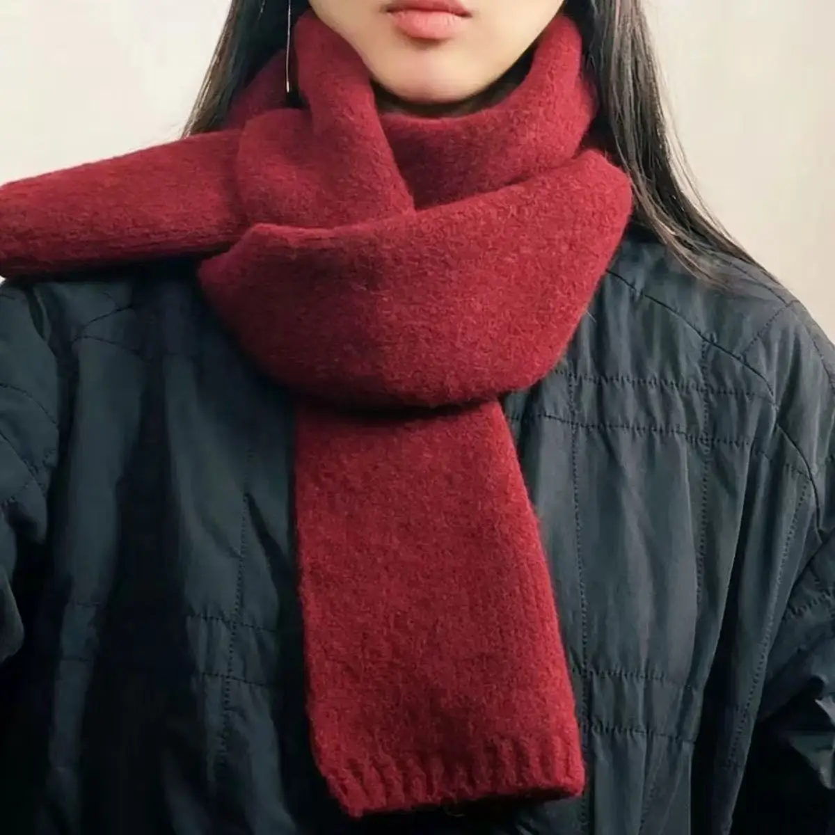 Sheep Wool Scarf for Men and Women, Couple Winter Thick Long Keep Warm Scarves, Solid Color Knitted Scarfs, Versatile and Warm