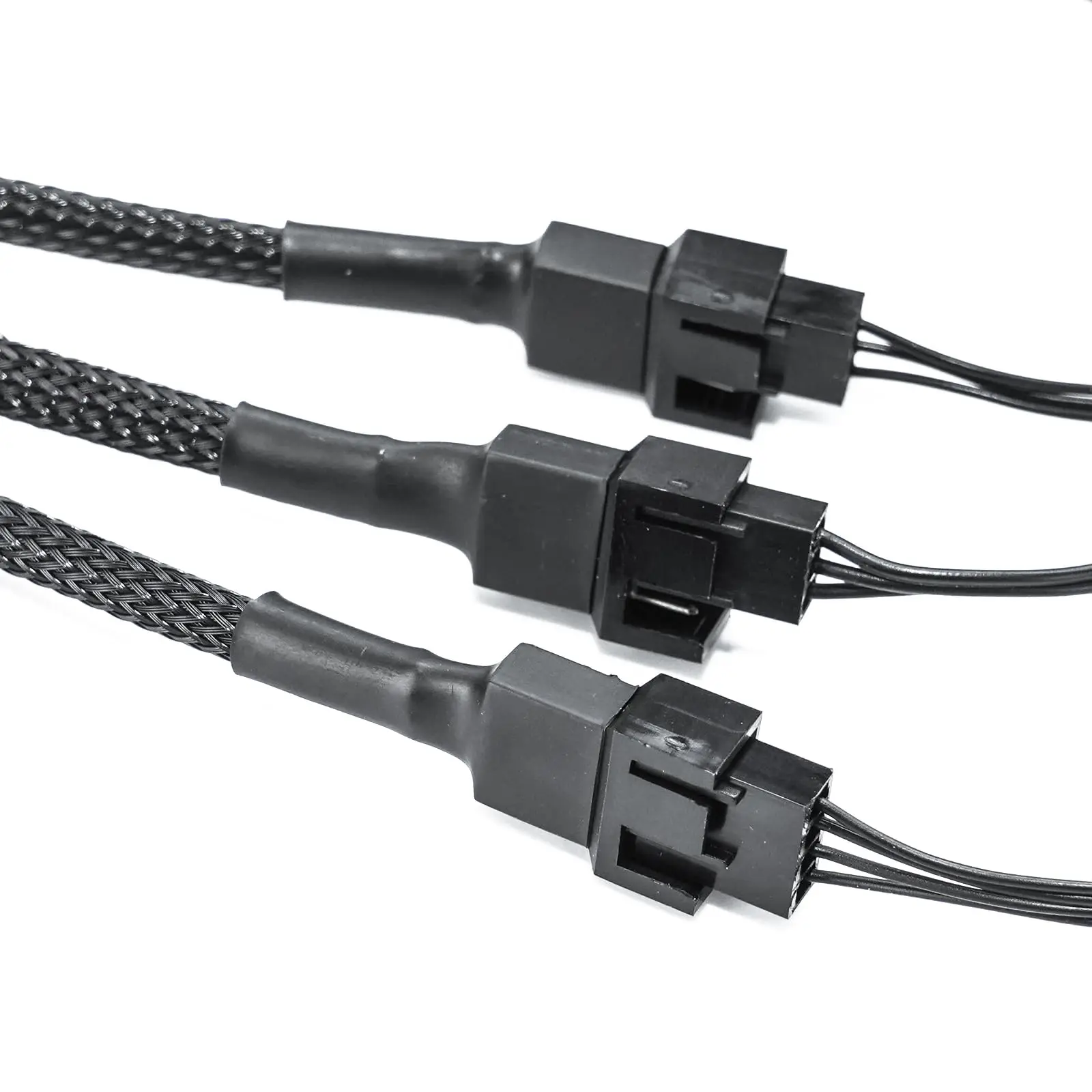 3/4 Pin PWM Fan Cable 1 to 3 Ways Splitter Black Sleeved Extension Cable PMW Fan Connector Cord Lines Computer Wires