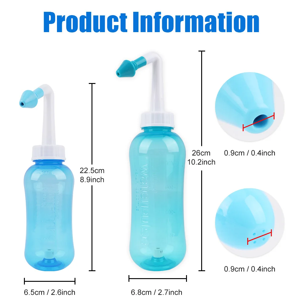 300/ 500ML Nose Wash System Sinus Allergies Relief Nasal Pressure Rinse Neti Pot Nose Trimmer Adults Children Nasal Wash Cleaner