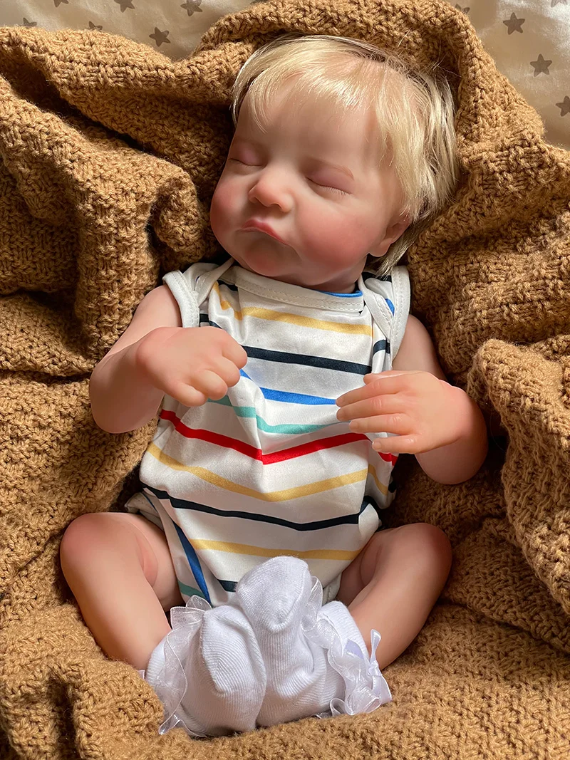 Cokela 20inch/50cm Full Body Closed Eyes Loulou Reborn Baby Doll With Rooted Hair Lifelike Newborn Baby Boy Or Girl For Choose