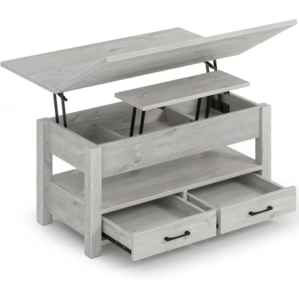 Coffee Table Lift Top, Multi-Function Convertible Coffee Table with Drawers and Hidden Compartment