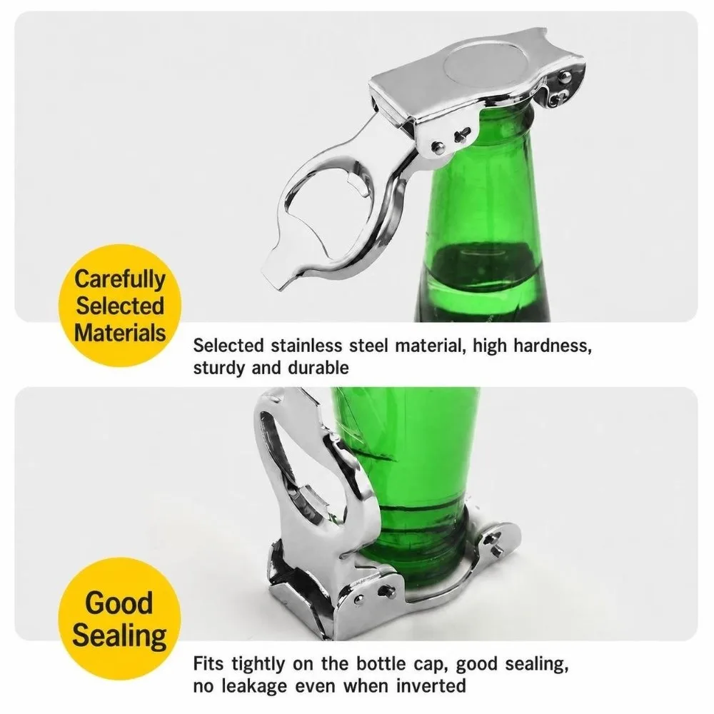 Multi Function Bottle Stopper Cap Leak Proof Air Tight Seal Folding Bottle Opener Reusable Built-In Opener Beverage Bottle Plug