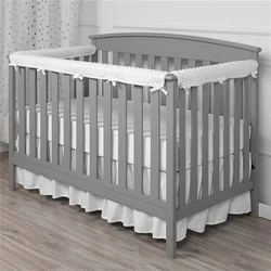 Soft Dot Bubbly Fleece Crib Teething Guard Rail Cover, Baby Toddler Crib Covers for Rails Teething Fits Most Full-Size Cribs