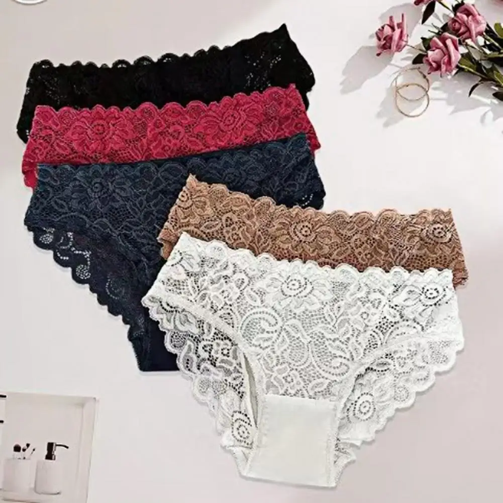 Hollow Lace Panties Set for Women Cotton Patchwork Hollow Out Floral Embroidery Women Briefs Sexy Female Underwear Lingerie