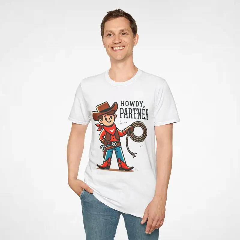 Howdy Partner Cowboy T Shirt Fun Western Style