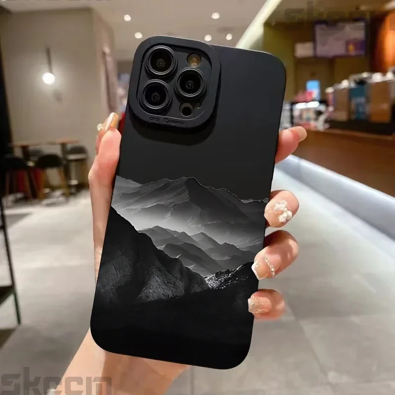 Black Mountain Peak Pattern Case For Samsung Galaxy S25 S24 S23 Ultra S22 Plus S21 FE S20 A55 A54 A15 A35 Shockproof Cover - náhled 6