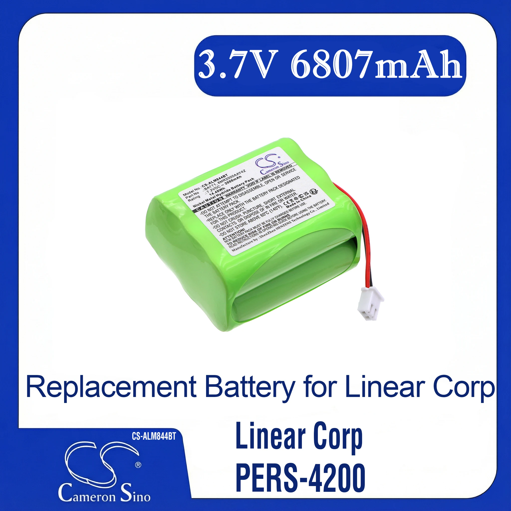 

Cameron Sino Replacement Battery for Linear Corp Linear Corp, PERS-4200, Fits P/N 10-000013-001