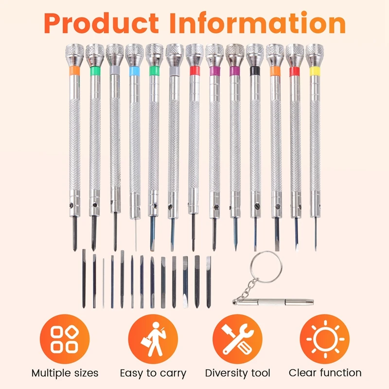 13 ชิ้น Mini Precision นาฬิกาไขควง Jeweler นาฬิกาไขควงชุด 0.6-2.0 มม. 13 Extra เปลี่ยนใบมีด
