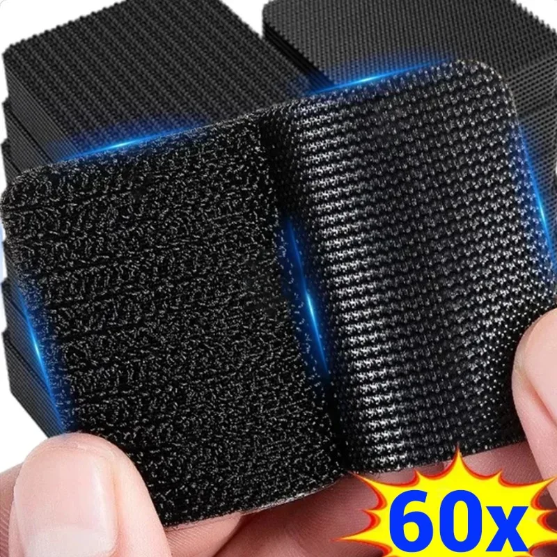 60/2Pcs Self-Adhesive Carpet Fixing Stickers Double Sided Car Floor Mats Fixed Patches Home Carpet Sheets Non-slip Grip Tapes