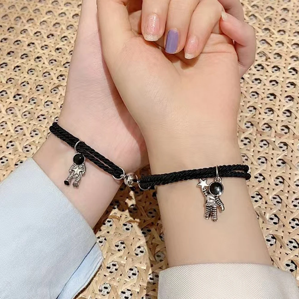 2Pcs/Set Couple Friendship Bracelets Charm Bangles Spaceman Bracelets For Women Men Hand Strap Rope Chain Jewelry Gifts