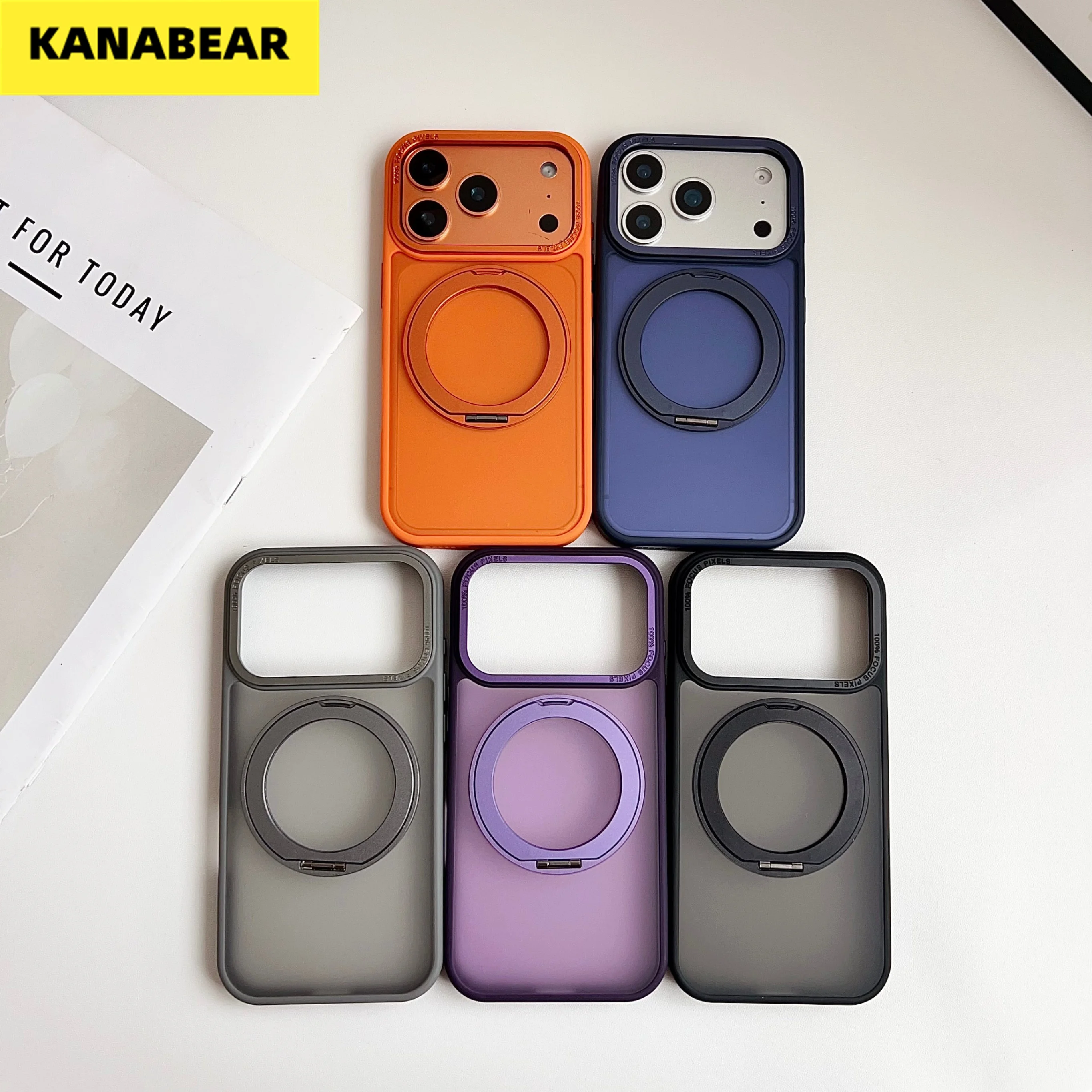 

Luxury Skin-Feel Case for iPhone 17/16/15 Pro Max,Metal 360° Kickstand, Star Orange Matte Magnetic,Stylish Full Protection Shell