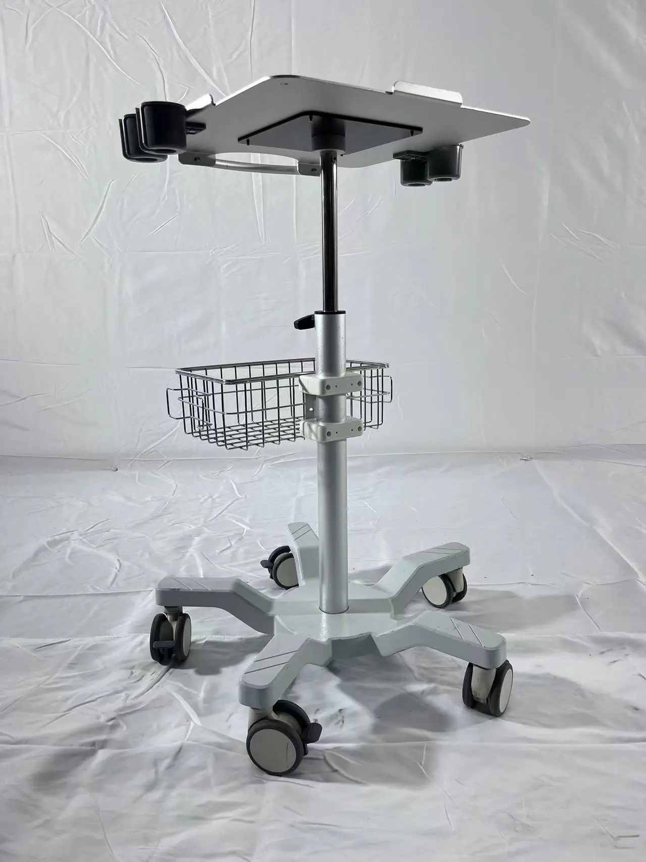 Ultrasound Scanner Machine Use Support Height Adjustable Aluminum Trolley Cart Mobile Stand