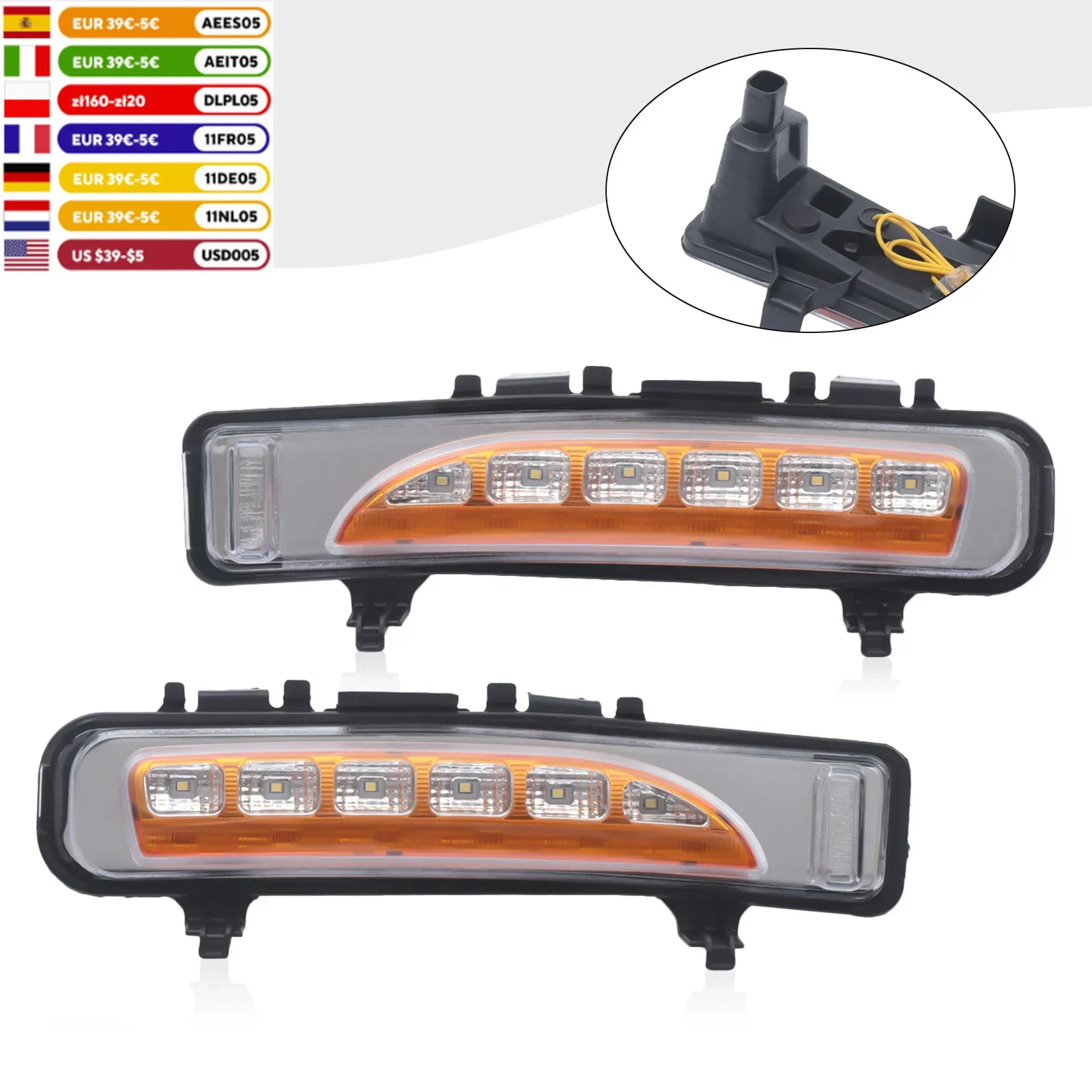 Car Right+Left Side Pair LED Daytime Running Fog Light  For Ford Edge 2011-2012 2013 2014 Automotive Accessories