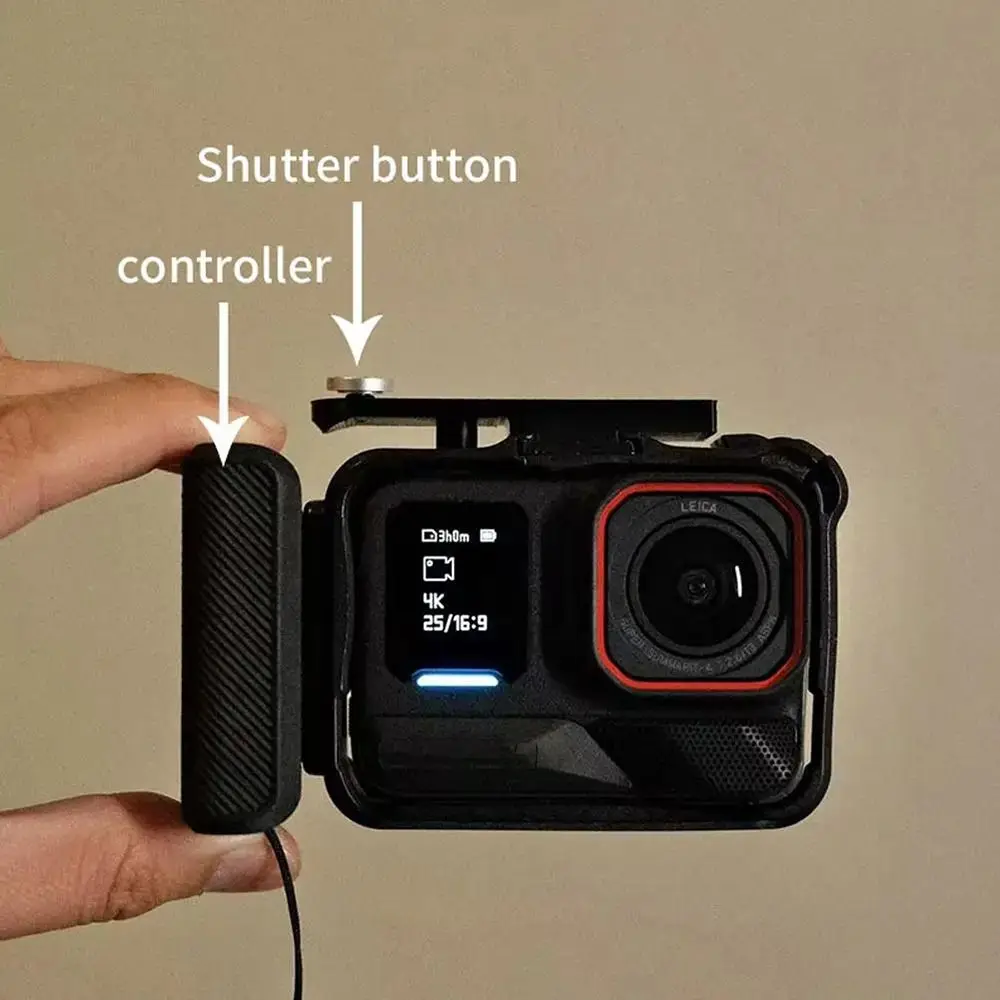 3D Printing Action Camera Grip Handle Quick Release Plastic Camera Handle Expand Adapter Shutter Button for Insta360 Ace Pro 2