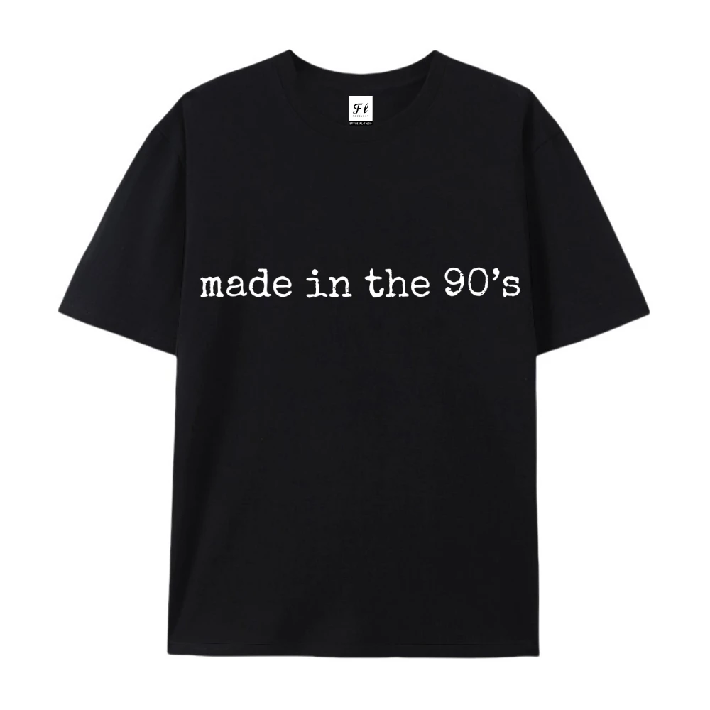 Made In The 90's Letter Graphic T-Shirt Pure Cotton Tee Summer Short Sleeve Tops Vintage Retro Style Streetwear For Wemen Men