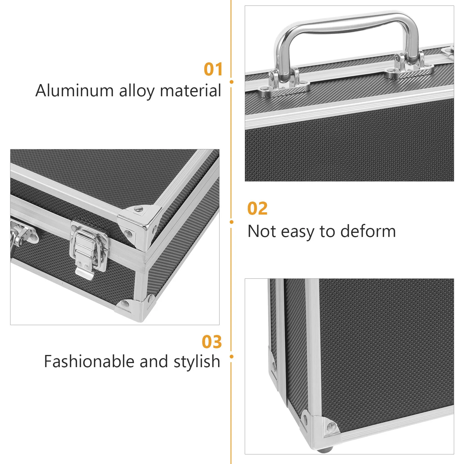 Aluminum Alloy Tool Case Portable Hard Briefcase with Protective Sponge Interior Storage Container for Hardware Instruments