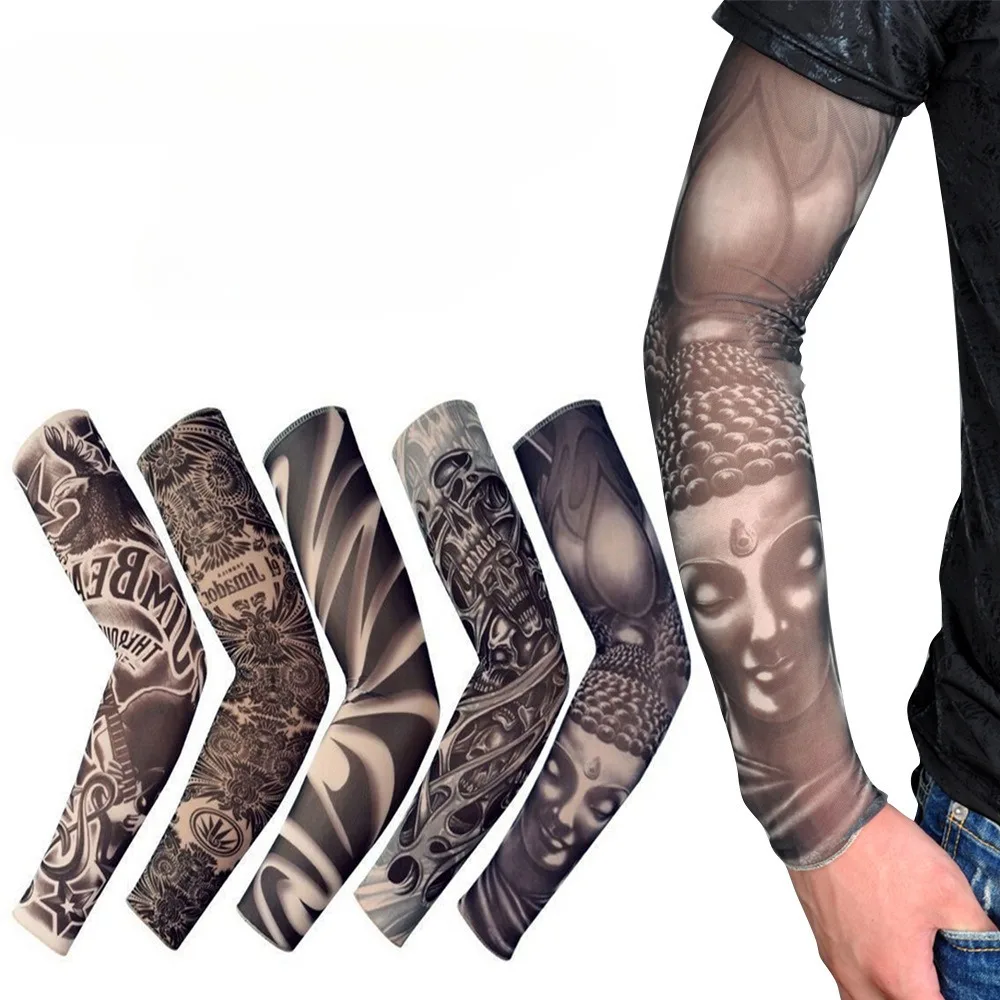

2 Pcs Seamless Tattoo Arm Sleeves Summer Sun Protection Breathable for Outdoor Use