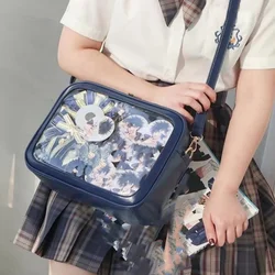 apanese High School Girls Crossbody Bags PU JK Handbags Transparent Itabag Women New bags Leather Shoulder Bag Bolso