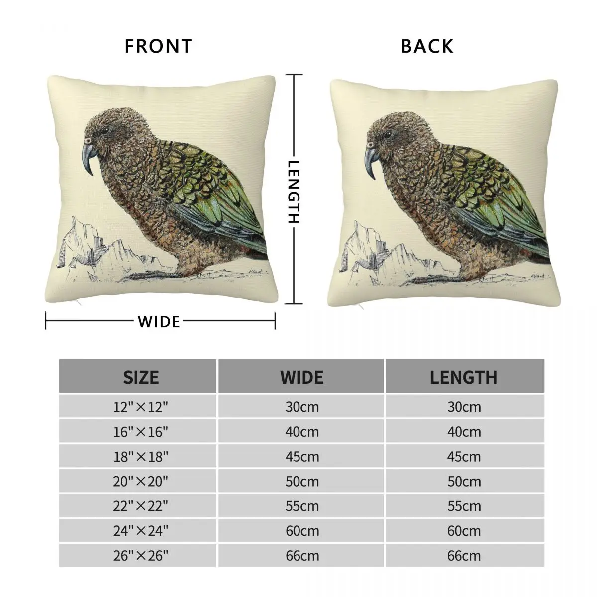 Kea Parrot Of New Zealand Square Pillowcase Polyester Linen Velvet Printed Zip Decor Throw Pillow Case Home Cushion Cover