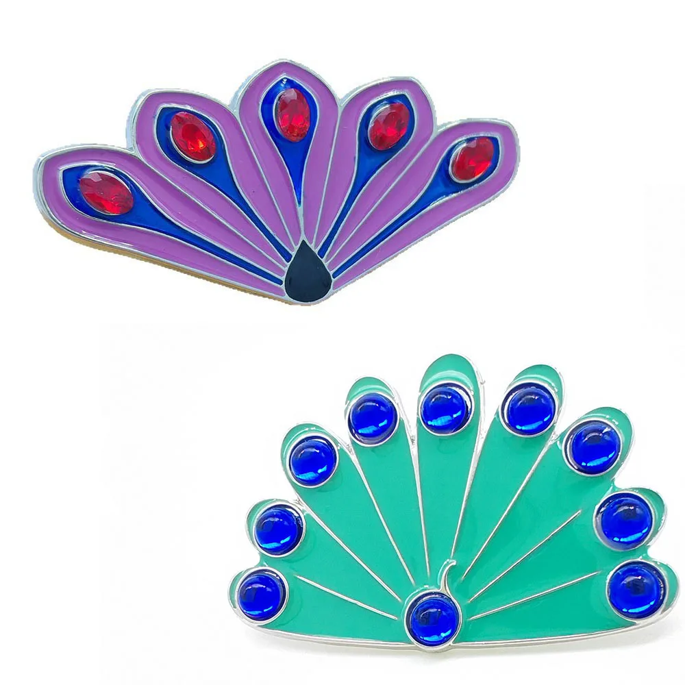 

Cute Blue Purple Peacock Ail Pins Cartoon Metal Badge for Women Men Lapel Brooch Jewelry