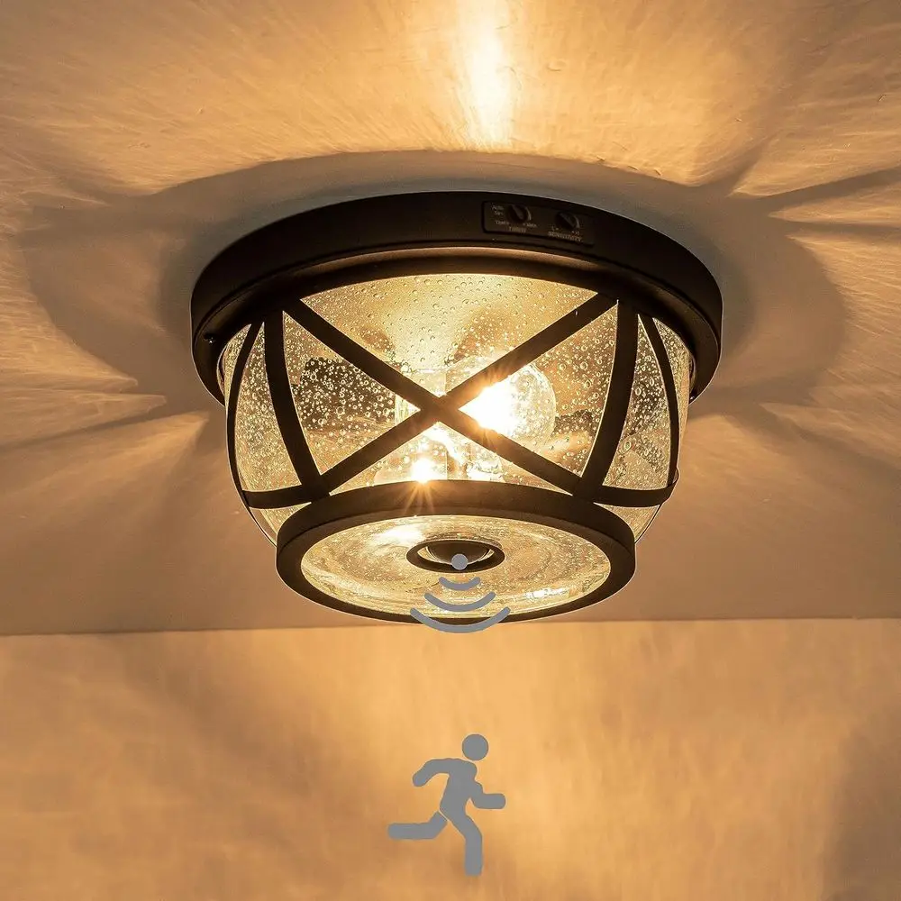 

Потолочный светильник с датчиком движения, уличный, для наружного монтажа, с ручным управлением, от заката до рассвета, матовый черный, водонепроницаемый, для внутреннего использования, с датчиком движения.