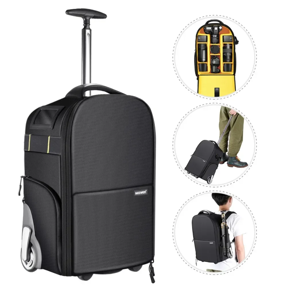 

Neewer 2-in-1 Wheeled Camera Backpack Luggage Trolley Case - Anti-shock Detachable Padded Compartment, Hidden Pull Bar And Strap