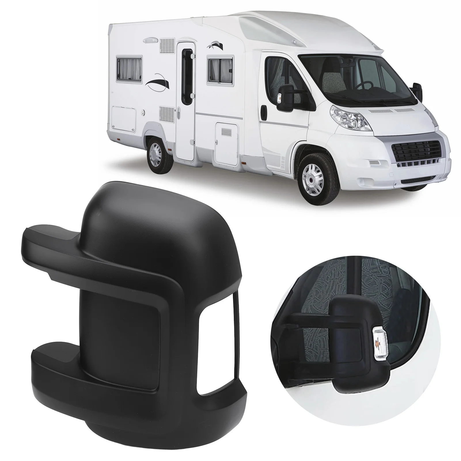 

Rearview Mirror Cover Cap Protective High Strength Side Mirror Cover Trim for Ducato 250 2006 and After Black