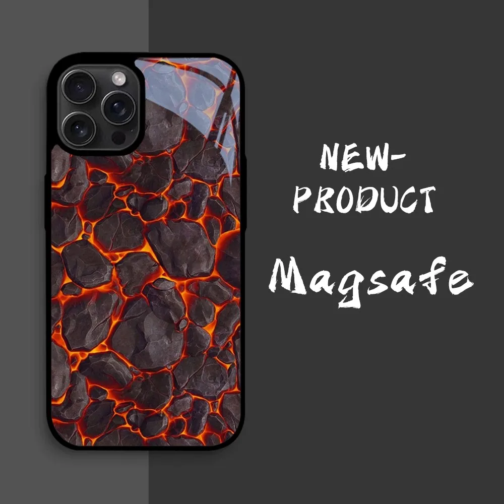 Minimalism Stule Hot Creative Mountain Magma Phone Case For iPhone16 15 14 13 12 11 Pro Xs Max Mini XR X 7 8 Plus luxury Mirror