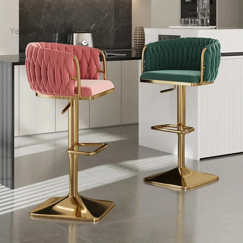 

Bar Chair Front Desk Cashier Lifting High Stool Ergonomic Backrest High Chair Home Lifting Dining Chair Cafe High Stool