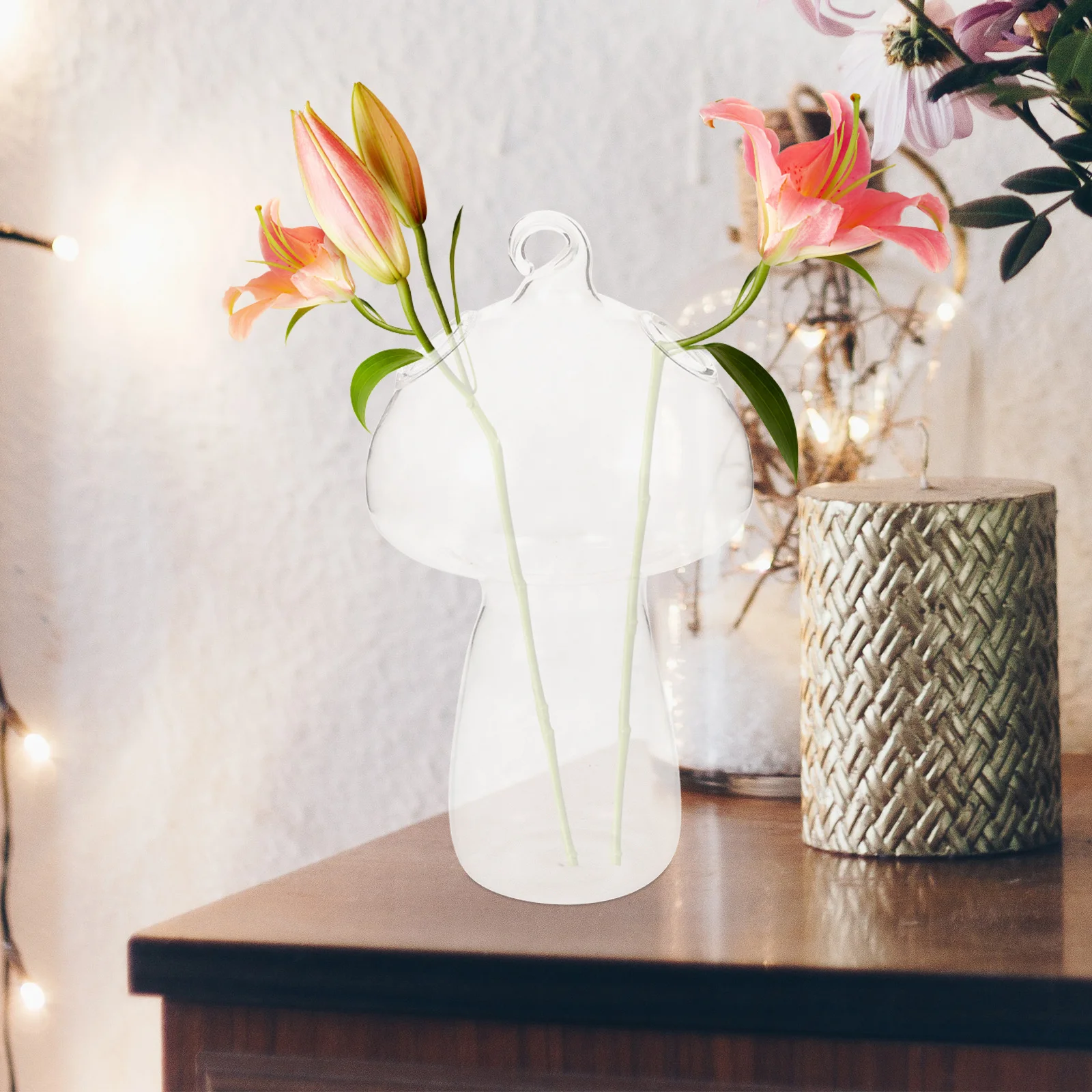 

Hydroponics Planter Vase Hanging Mushroom Glass Shaped Desktop Flower Propagation Mushrooms
