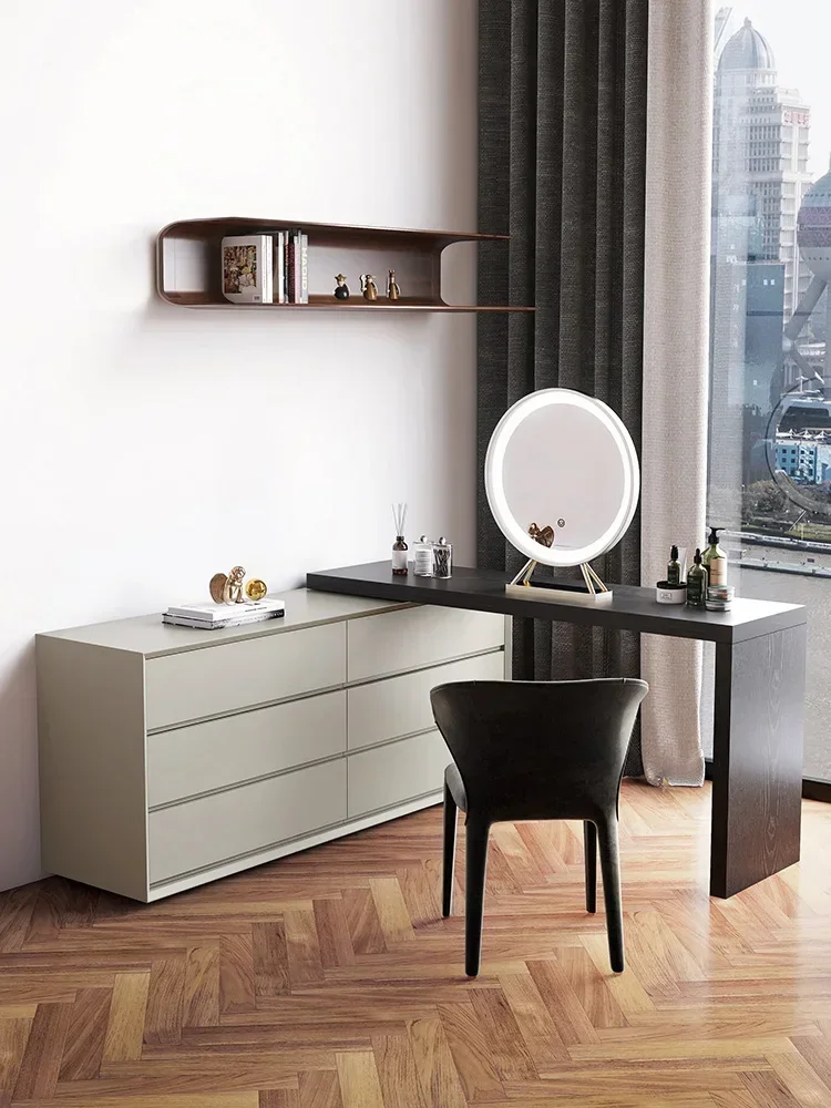 Dresser Desk Integrated Locker Simple Retractable Bedroom Multi-Functional Solid Wood Computer Side Cabinet