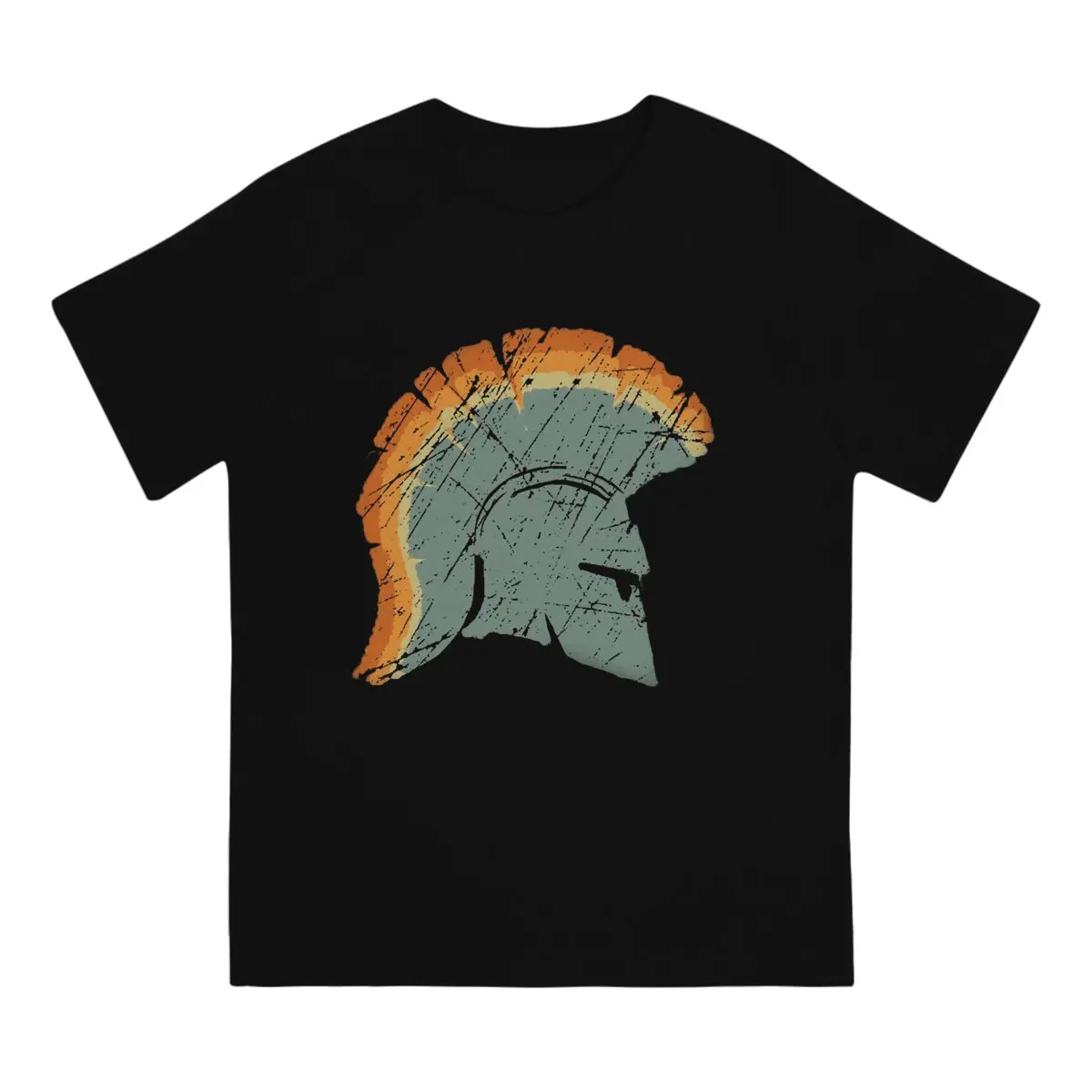 T Shirt Men 100% Cotton Leisure T-Shirt Crew Neck Spartan Helmet Tee Shirt Short Sleeve Clothing Party